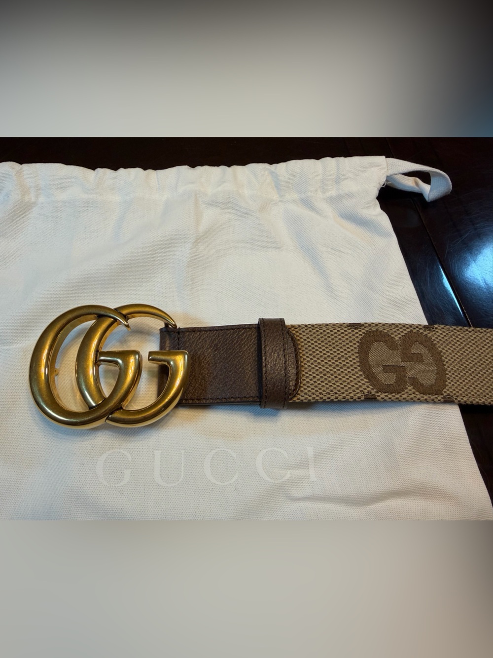 New Gucci GG Supreme Jumbo Logo Belt Brown Size 46 / 115 cm Fits Waist 42 - 46 - Picture 9 of 13